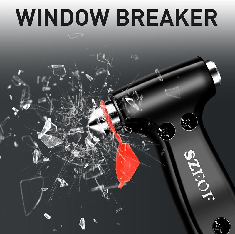 SZEOF Safety Hammer Cute with Window Breaker and Seat Belt Cutter,Car Emergency Escape Hammer,Escape Tool,Black,2PCS - Image 3